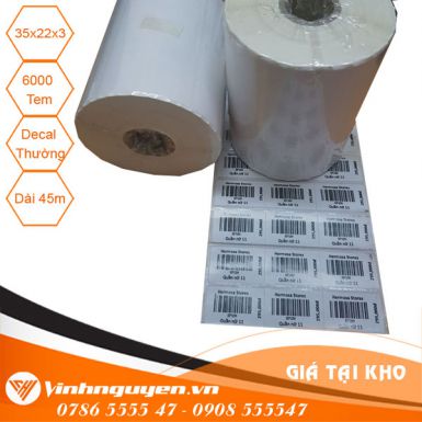 Decal in mã vạch 3 tem 35x22mm [45met ~ 5600 Tem/Cuộn]