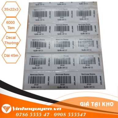 Decal in mã vạch 3 tem 35x22mm [45met ~ 5600 Tem/Cuộn]